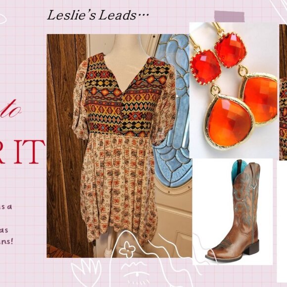 Umgee Dresses & Skirts - Umgee Women’s Size Medium Aztec Print Tan Ivory Tunic/Babydoll Dress
